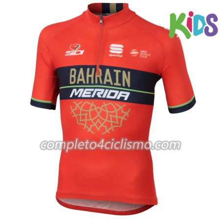 Maglia 2018 Bahrain-Merida Bambino N001 Manica Corta